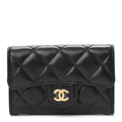 Chanel Lambskin Quilted Flap Card Holder Wallet Black 1 of 9