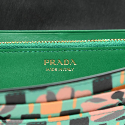 Prada Goatskin Floral Print Continental Flap Travel Wallet Mango 7 of 9