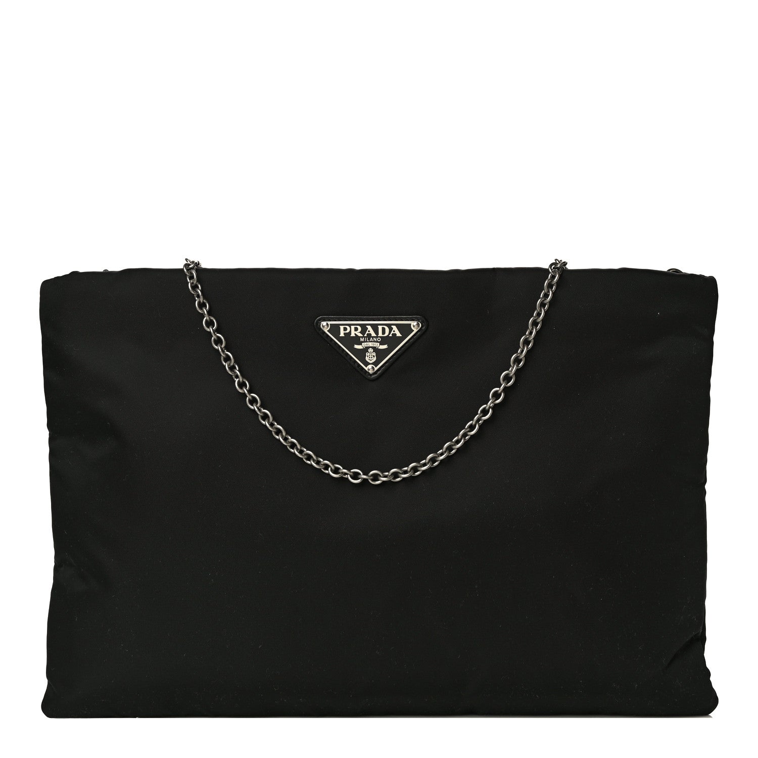 Prada Tessuto Nylon Soft Calf Chain Bag Black 2 of 9