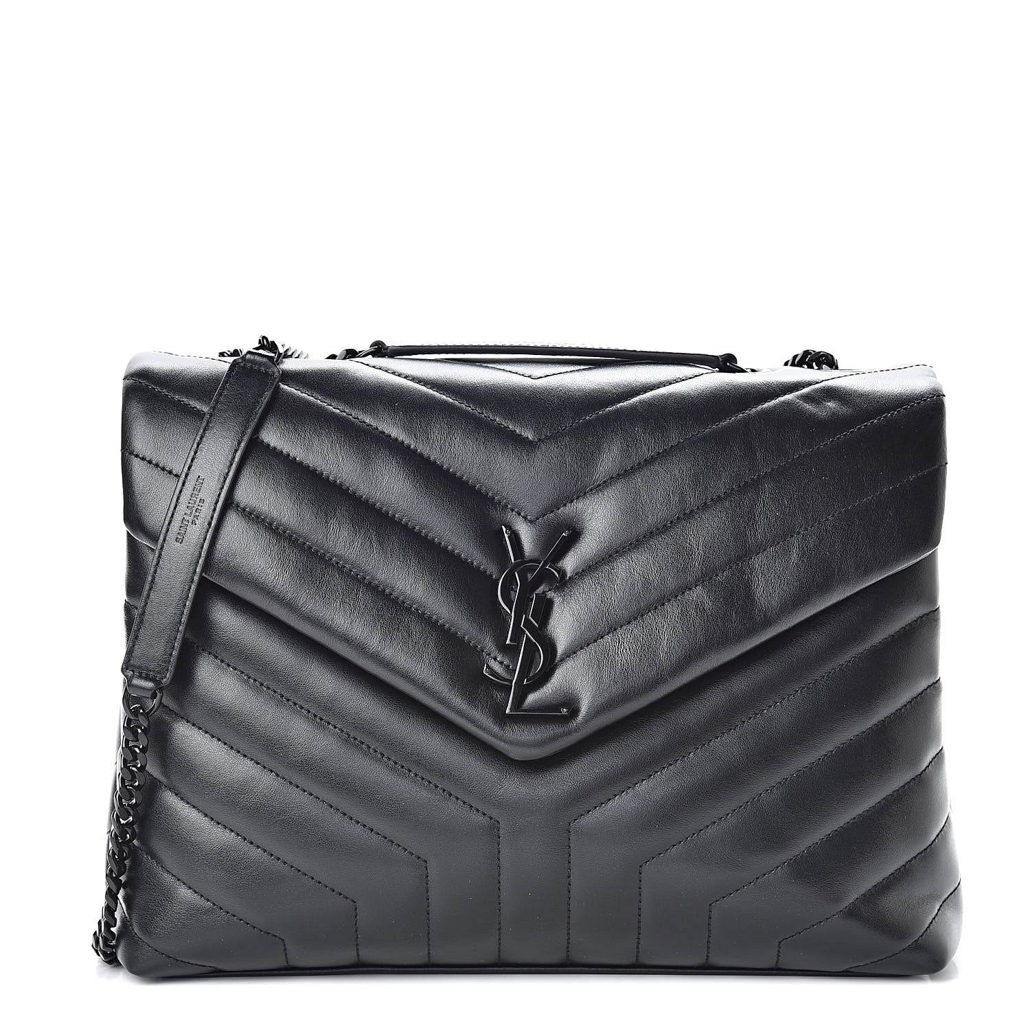 Saint Laurent Calfskin Y Quilted Monogram Medium Loulou Chain Satchel Black 1 of 11