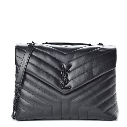 Saint Laurent Calfskin Y Quilted Monogram Medium Loulou Chain Satchel Black 1 of 11