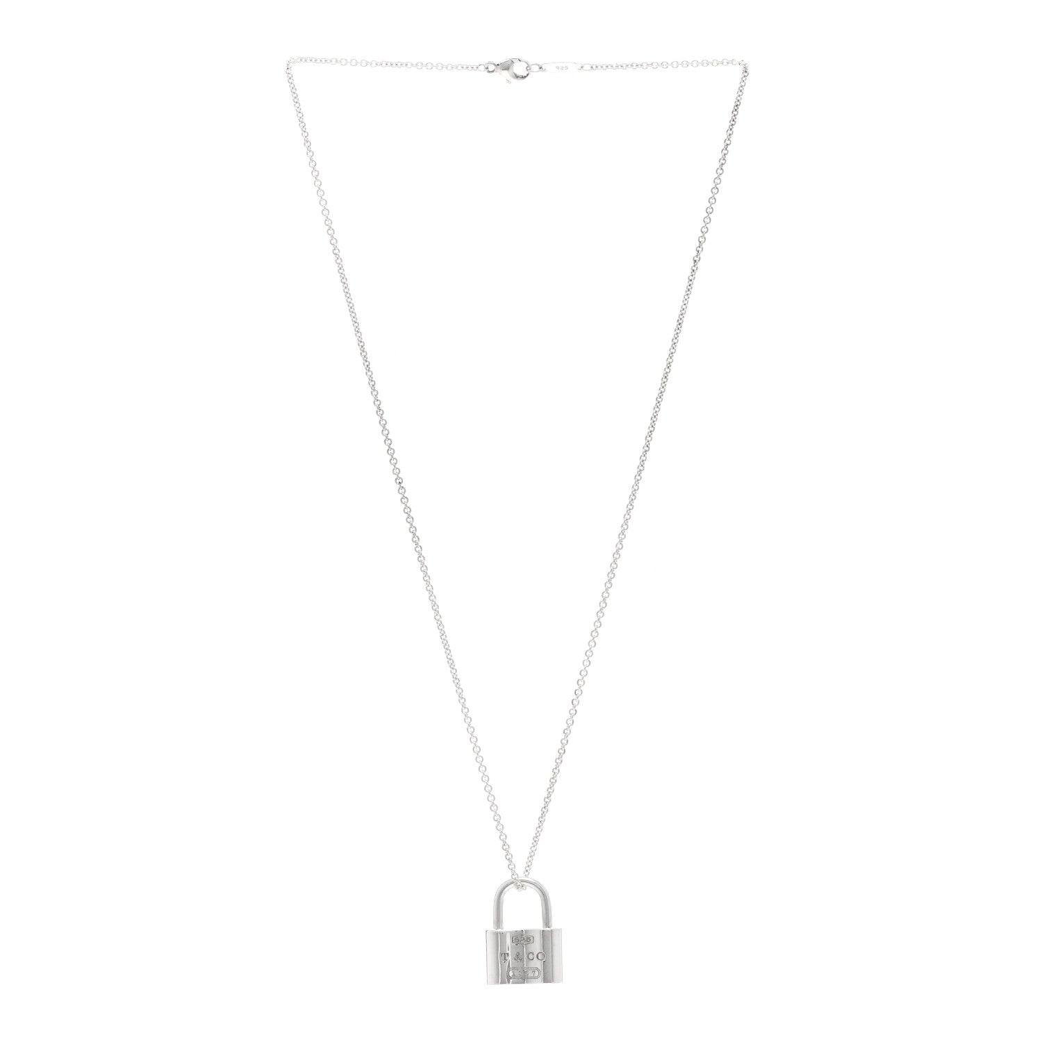 Tiffany Sterling Silver 1837 Lock Charm Pendant Necklace 3 of 4