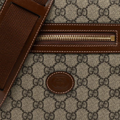 Gucci GG Supreme Monogram Azalea Calfskin Retro Interlocking G Flat Messenger Bag Beige Ebony Brown Sugar 7 of 9