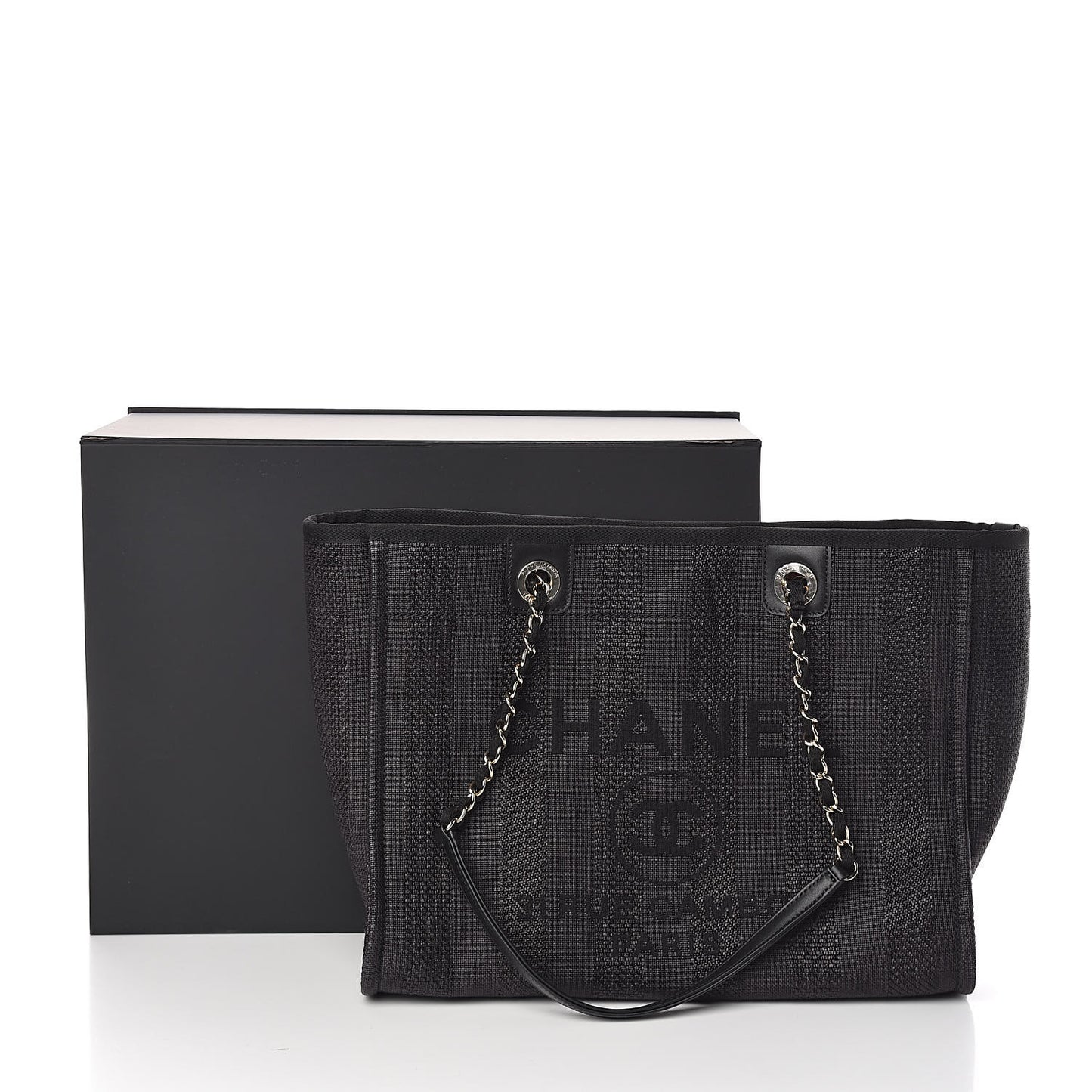 Mixed Fibers Striped Small Deauville Tote Black