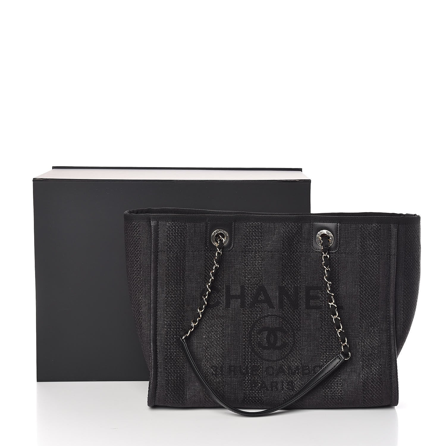 Chanel Mixed Fibers Striped Small Deauville Tote Black 11 of 11