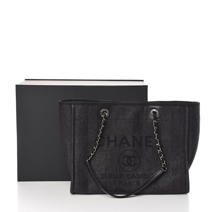 Chanel Mixed Fibers Striped Small Deauville Tote Black 11 of 11