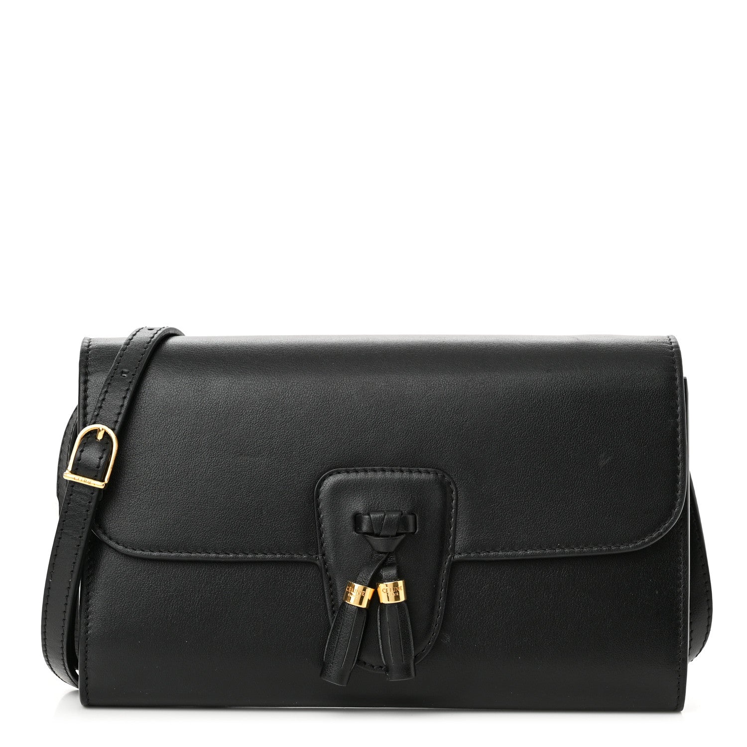 Celine Smooth Calfskin Tassels Wallet On Strap Black 1 of 11