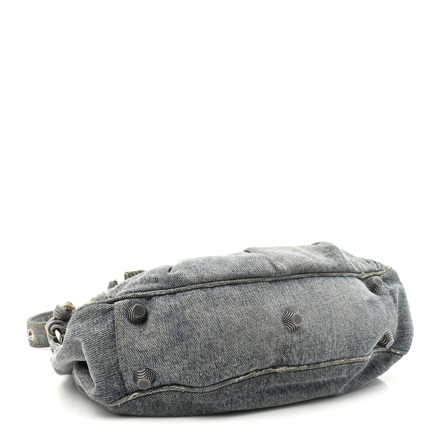 Balenciaga Washed Frayed Denim Crystal Small Le Cagole Shoulder Bag Blue 5 of 15