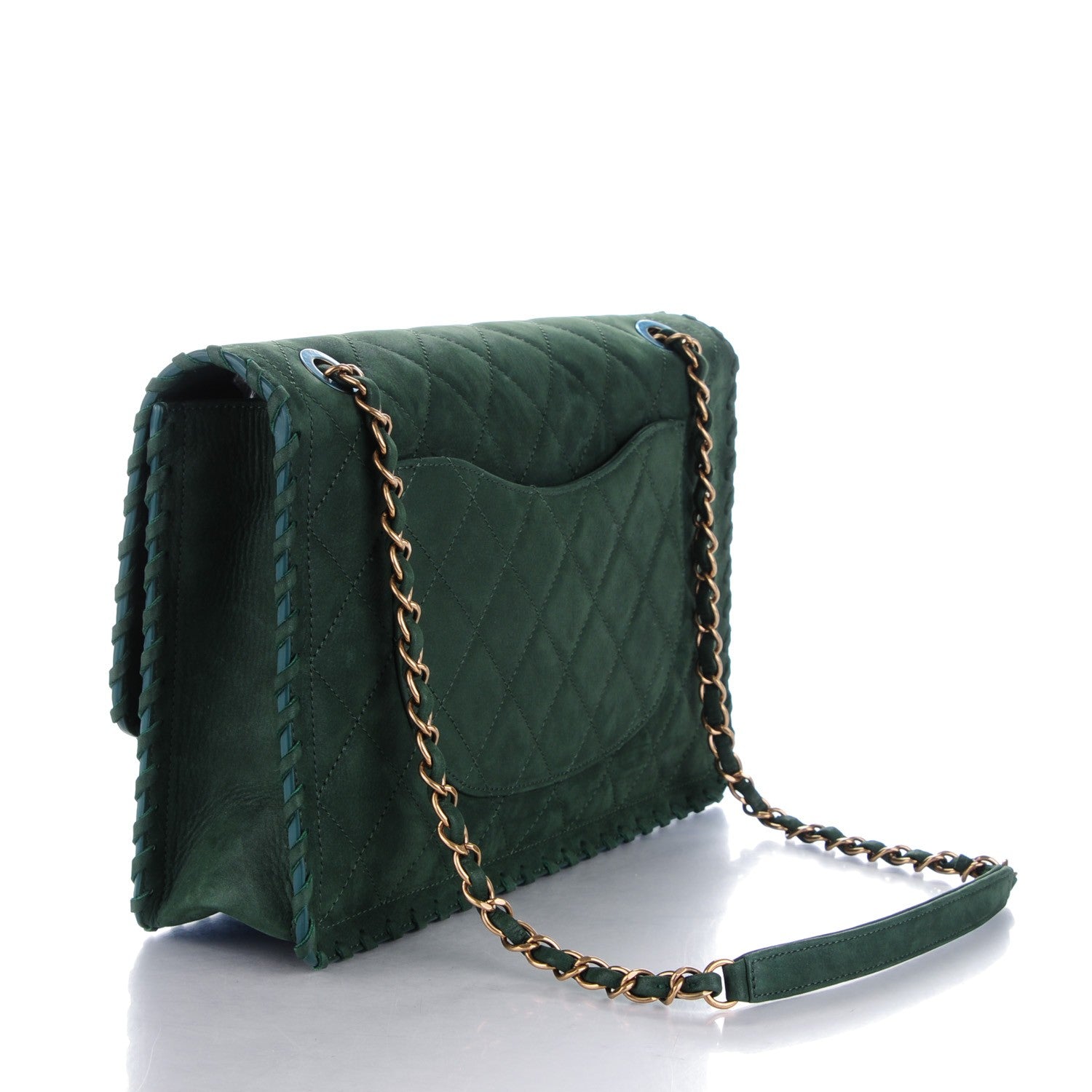 Chanel Metallic Calfskin Quilted Jumbo Happy Stitch Flap Green 3 of 9