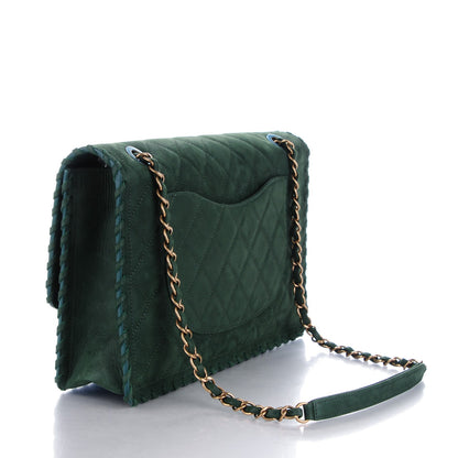 Chanel Metallic Calfskin Quilted Jumbo Happy Stitch Flap Green 3 of 9