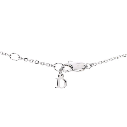 Christian Dior Enamel Bead Logo Bow Necklace Silver Black 5 of 6