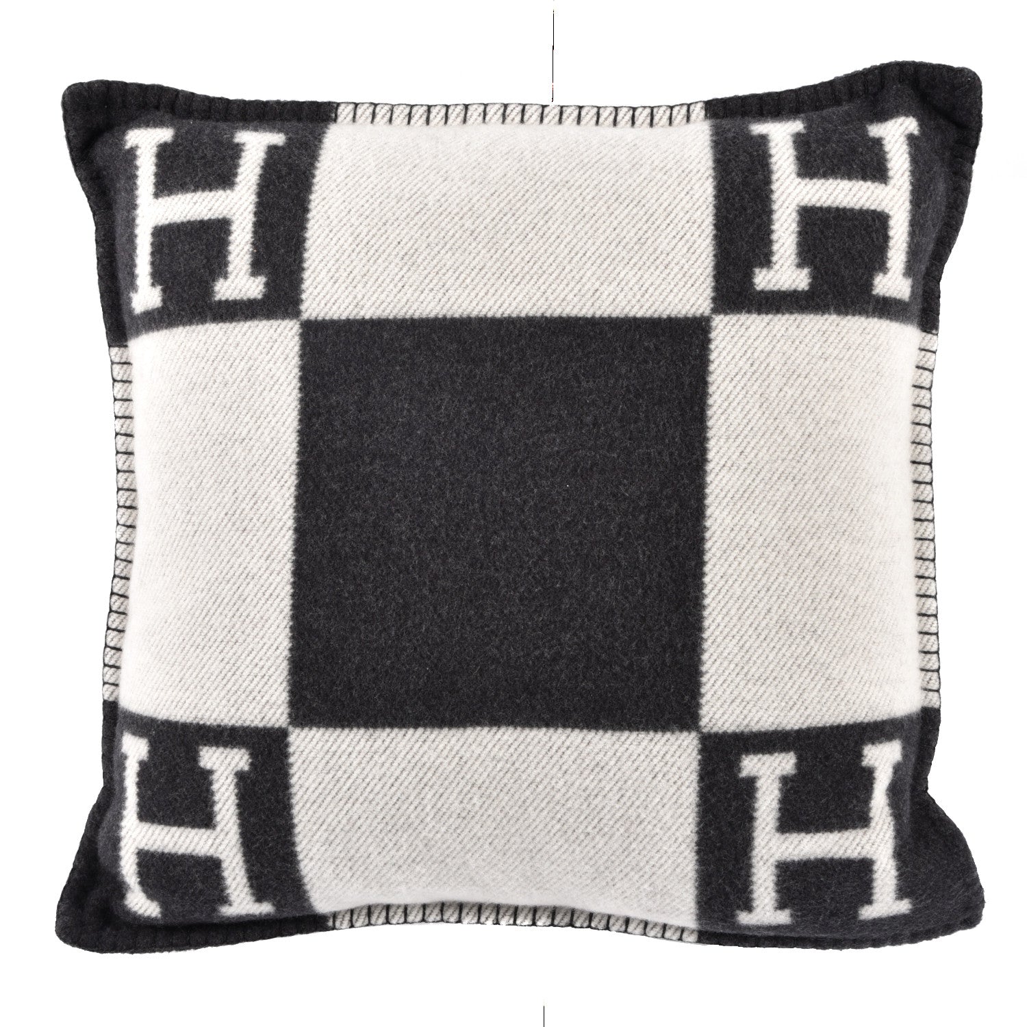 Hermes Wool Cashmere Avalon Pillow PM Ecru Gris Fonce 1 of 3