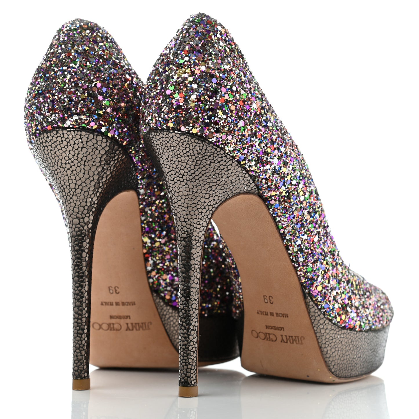 Glitter Fabric Vibe Peep Toe Platform Pumps 39 Multicolor
