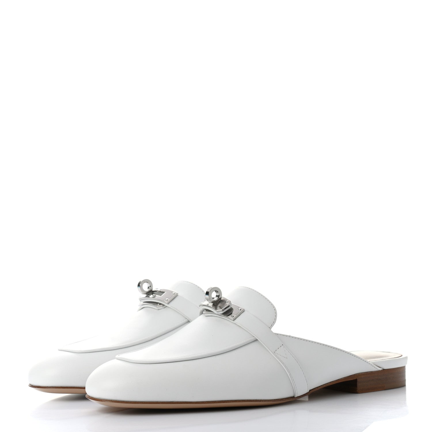 Hermes Calfskin Oz Mules 38 White 3 of 9