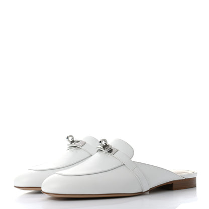 Hermes Calfskin Oz Mules 38 White 3 of 9