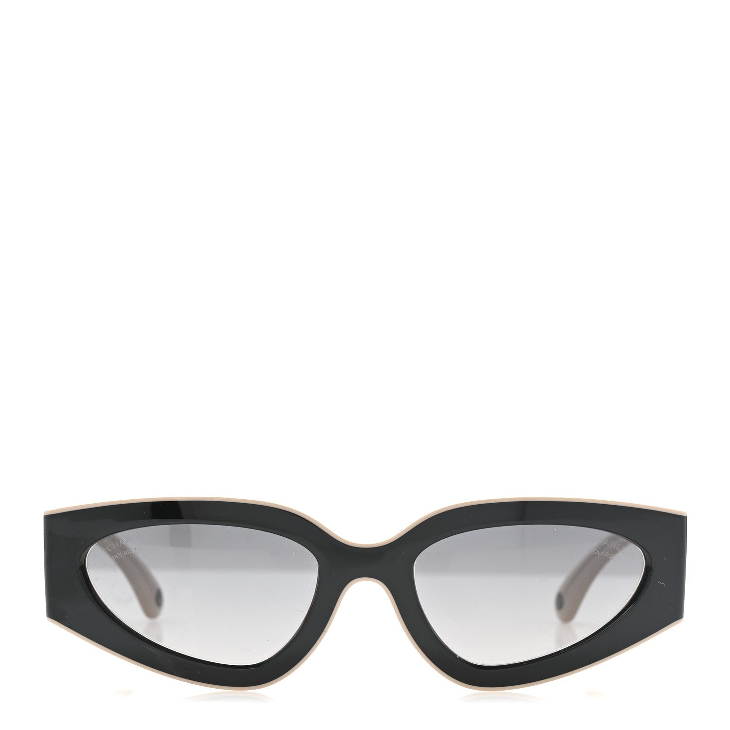 Chanel Acetate Cat Eye Sunglasses 6056 Black Beige 2 of 8