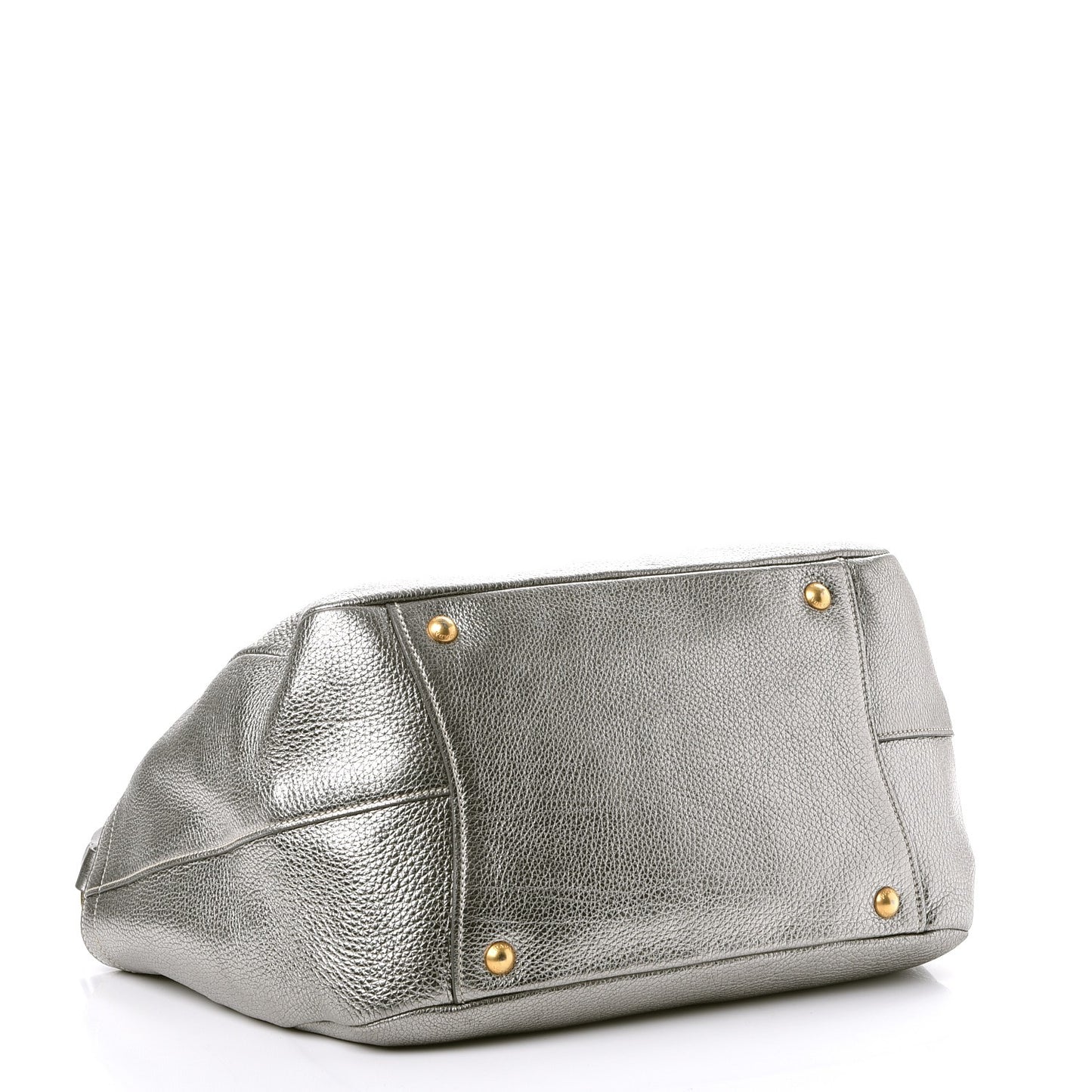 Metallic Vitello Daino Side Pocket Hobo Silver