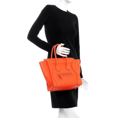 Celine Smooth Calfskin Micro Luggage Fluo Orange 2 of 7