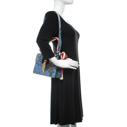 Gucci Shangai Calfskin Web New Flora Small Sylvie Shoulder Bag Azure 2 of 11