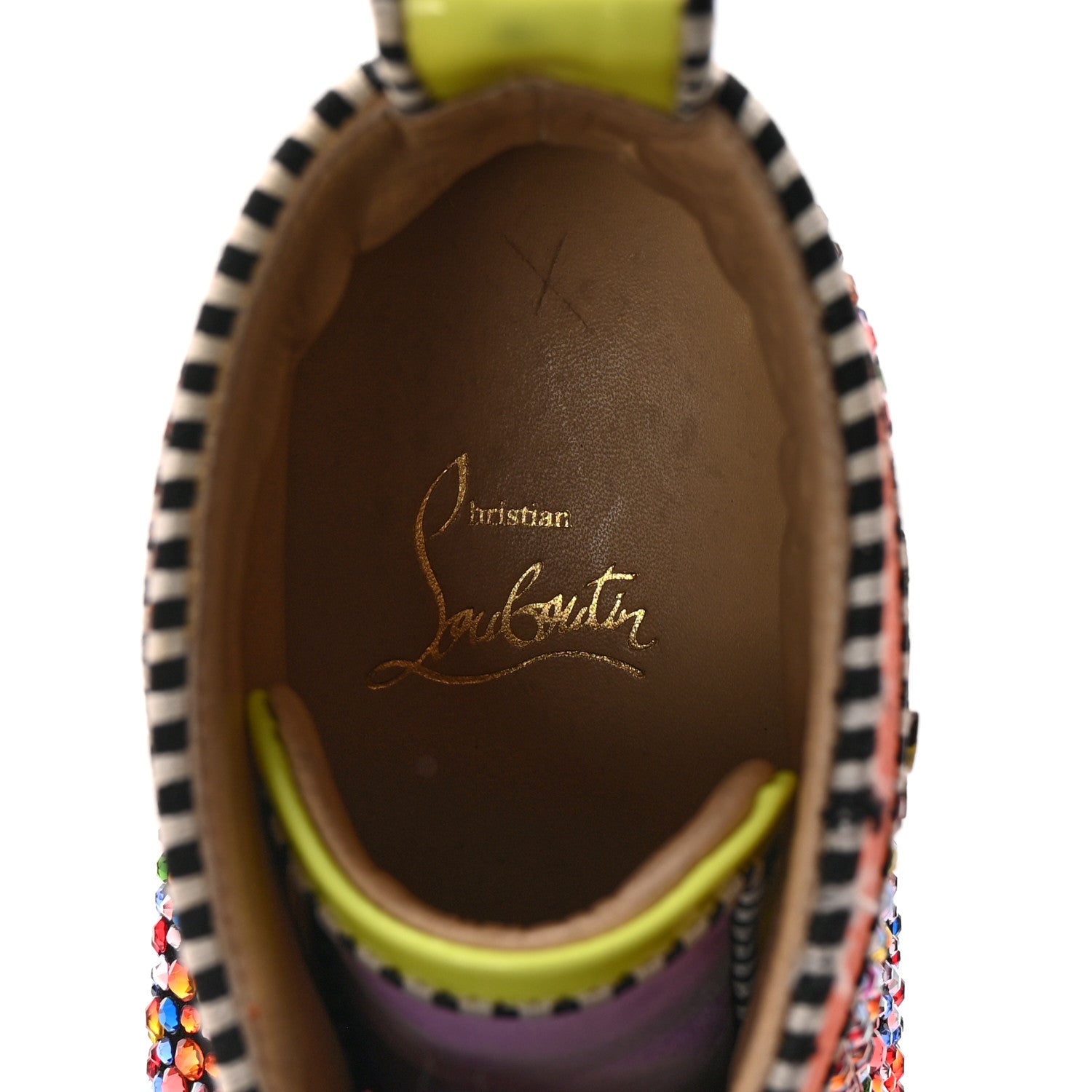 Christian Louboutin Patent Suede Crystal Embellished Orlato Flat Sneakers 37 Multicolor 8 of 8