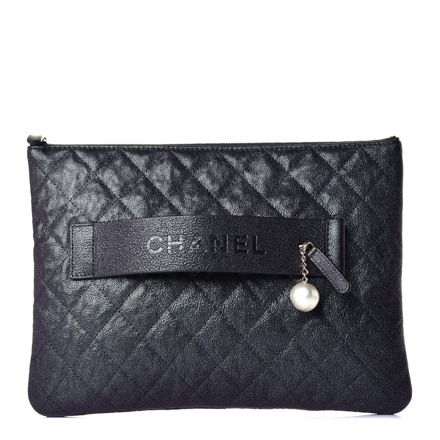 Chanel Iridescent Caviar Medium Night by the C Pouch Clutch Black 1 of 9