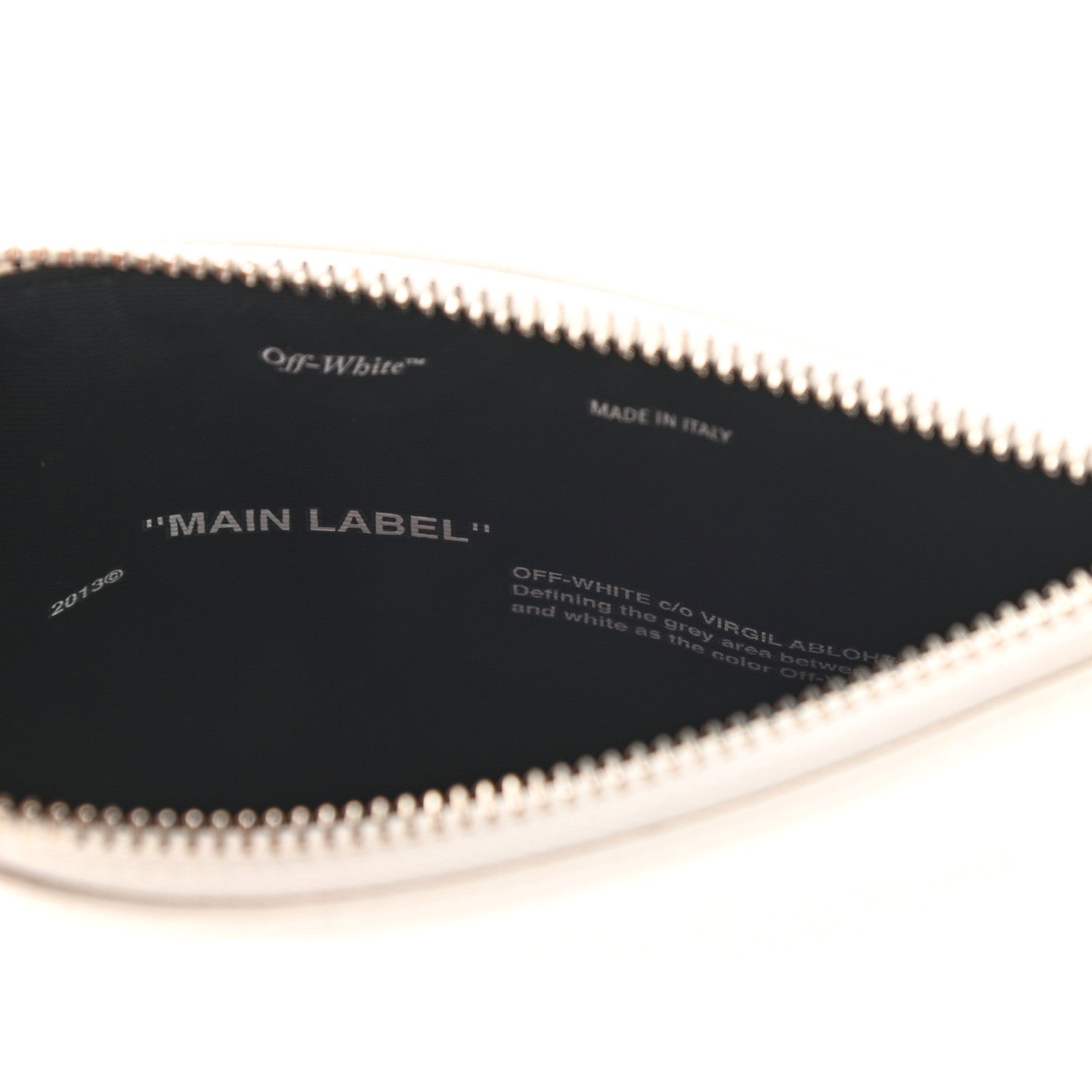 Off-White Saffiano Striped Diag Flat Pouch White Black 6 of 7