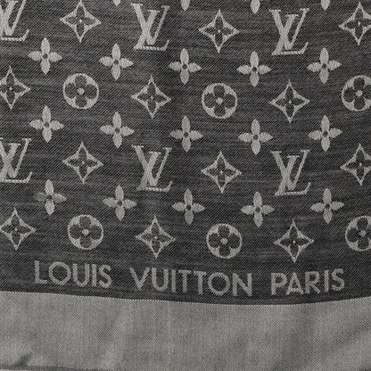 Louis Vuitton Wool Silk Monogram Denim Shawl Black 4 of 5