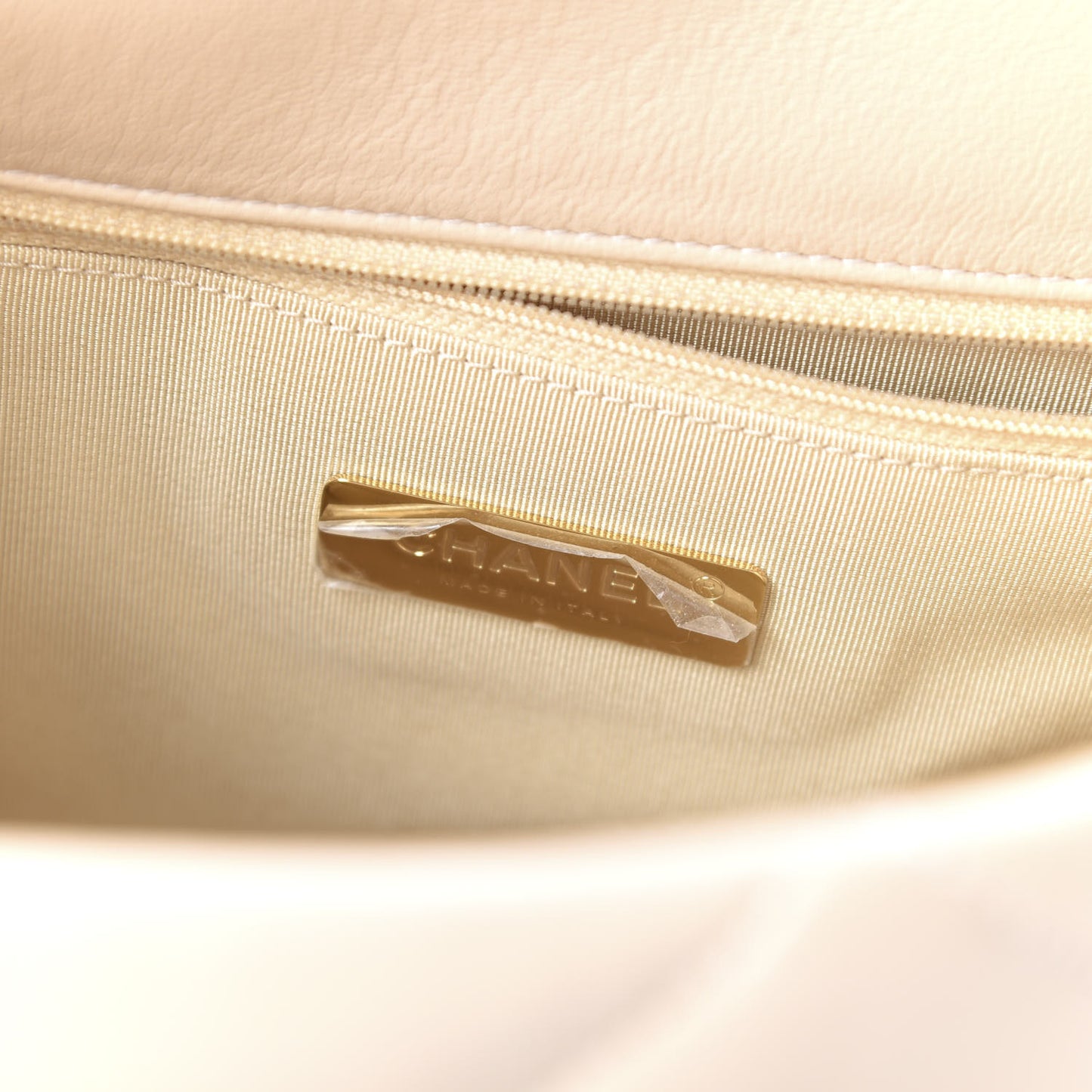 Lambskin Quilted Large 19 Flap Beige