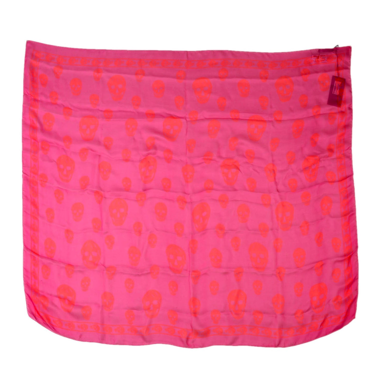 Silk Chiffon Skull Scarf Pink Orange