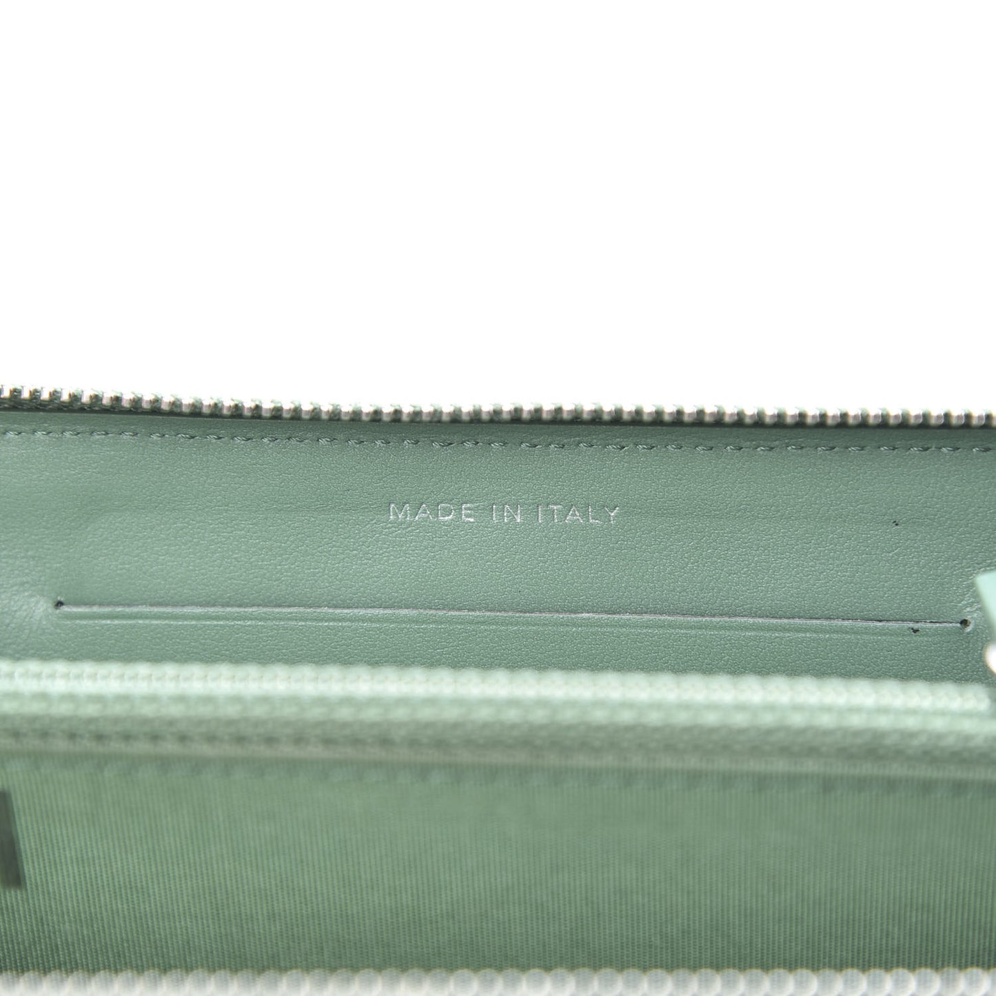 Faded Patent Calfskin Quilted Small Zip Around Wallet Green