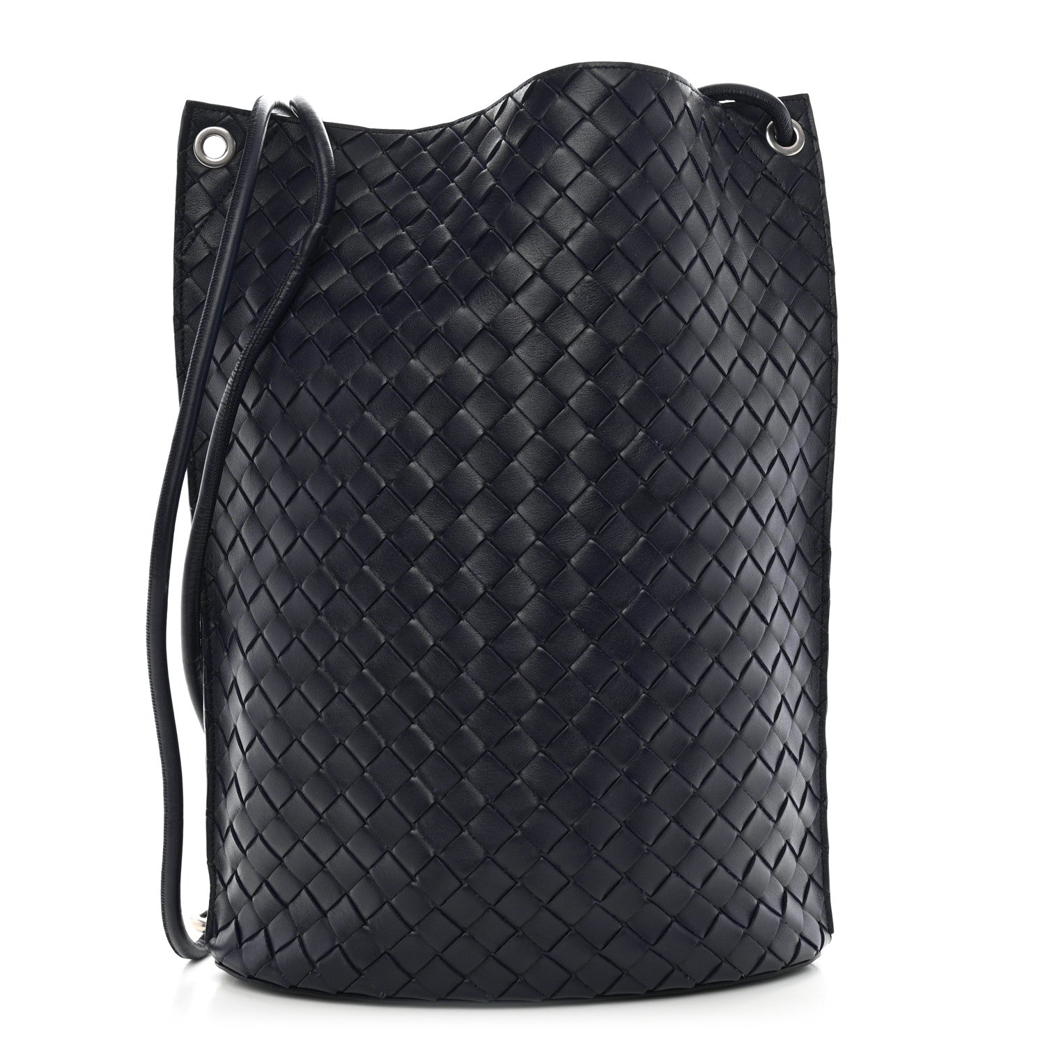 Bottega Veneta Nappa Intrecciato Medium Knot Bucket Bag Navy Blue 1 of 10