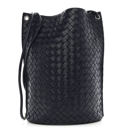 Bottega Veneta Nappa Intrecciato Medium Knot Bucket Bag Navy Blue 1 of 10