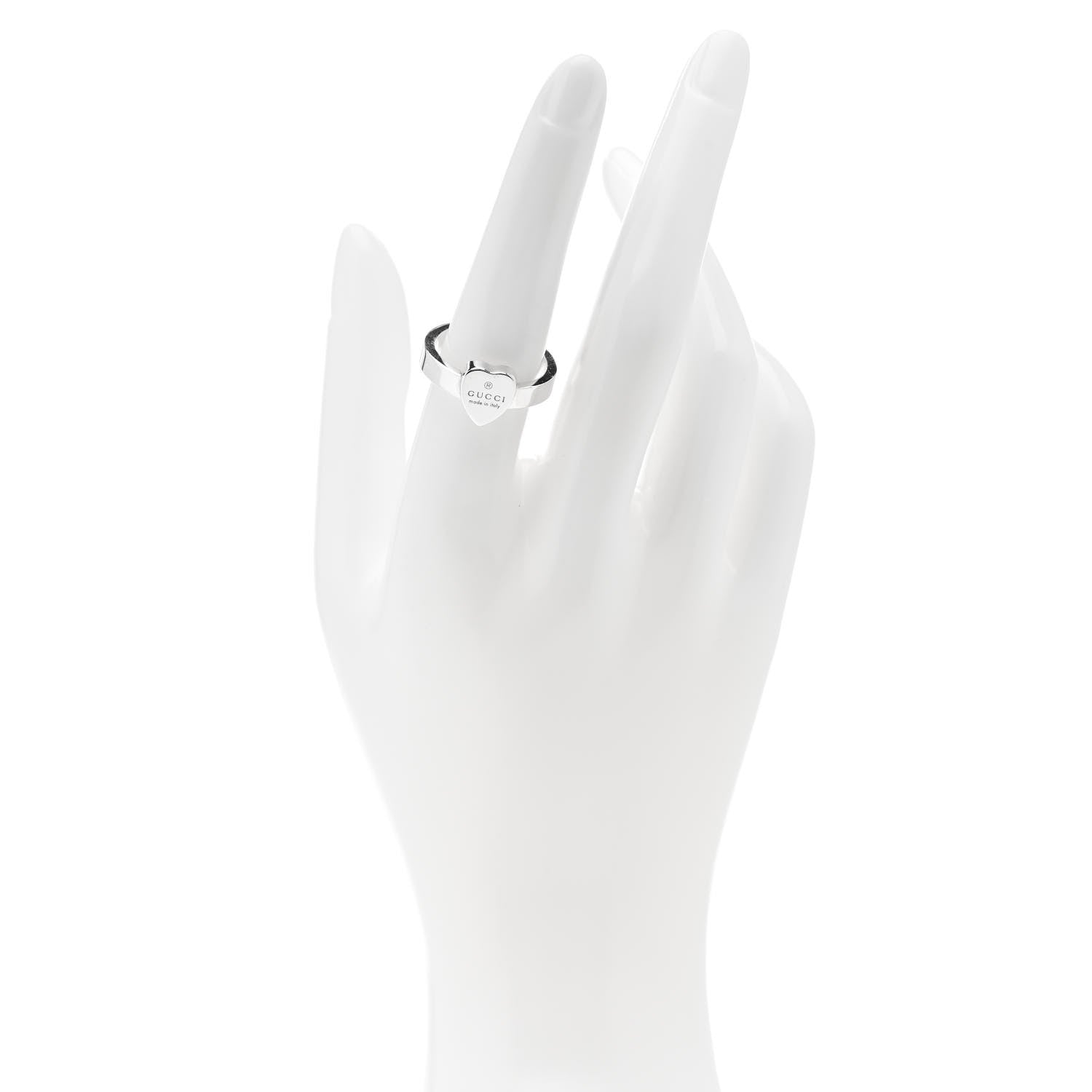 Gucci Sterling Silver Trademark Heart Ring 55 7.25 2 of 5