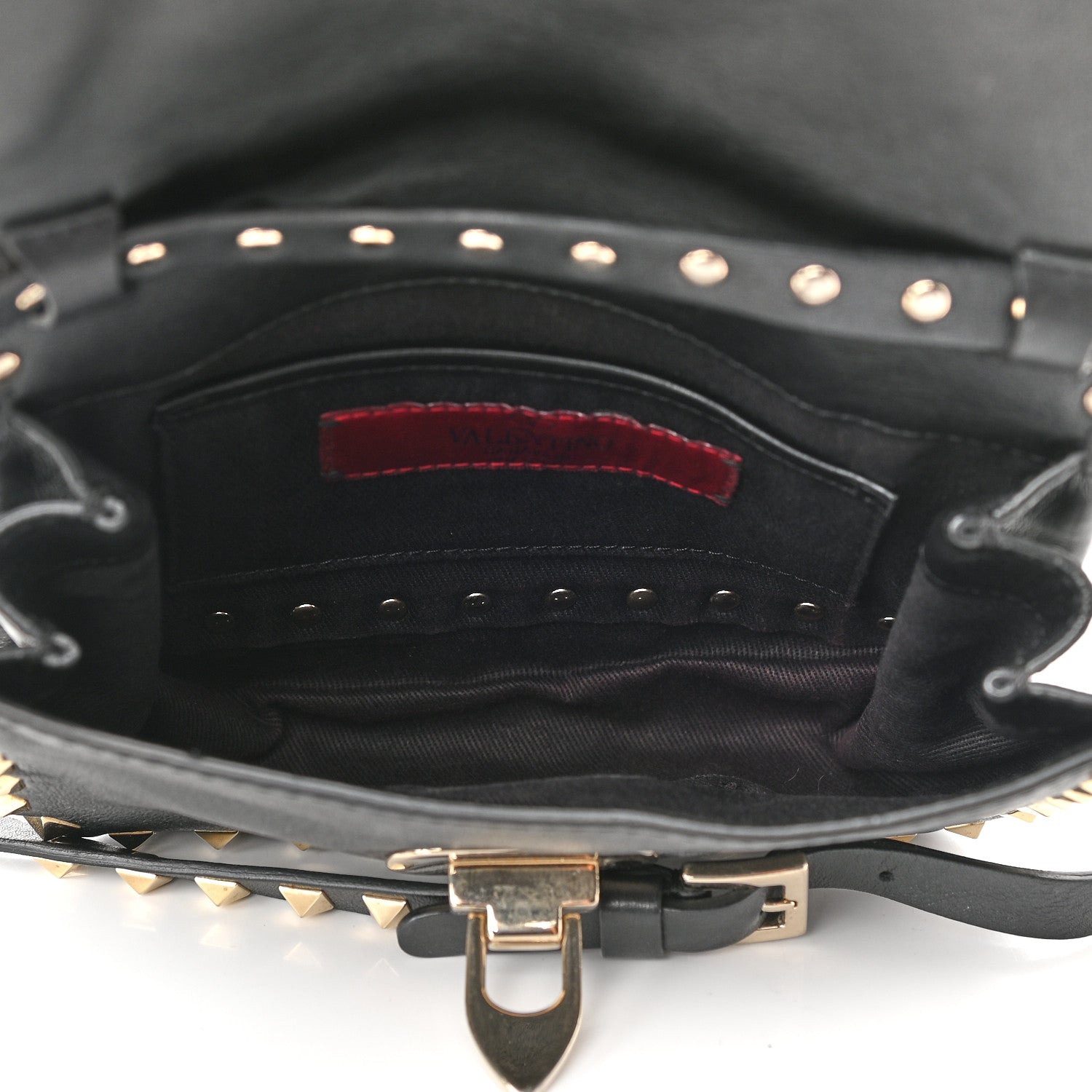 Valentino Garavani Vitello Mini Rockstud Flap Saddle Crossbody Bag Black 5 of 8