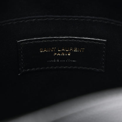 Saint Laurent Grain De Poudre Matelasse Chevron Quilted Round Vinyle Camera Bag Black 6 of 10