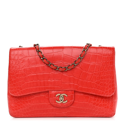 Chanel Alligator Jumbo Double Flap Red 1 of 11