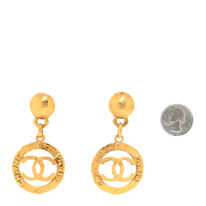 Chanel Metal CC Circle Logo Drop Clip On Earrings Gold 2 of 5