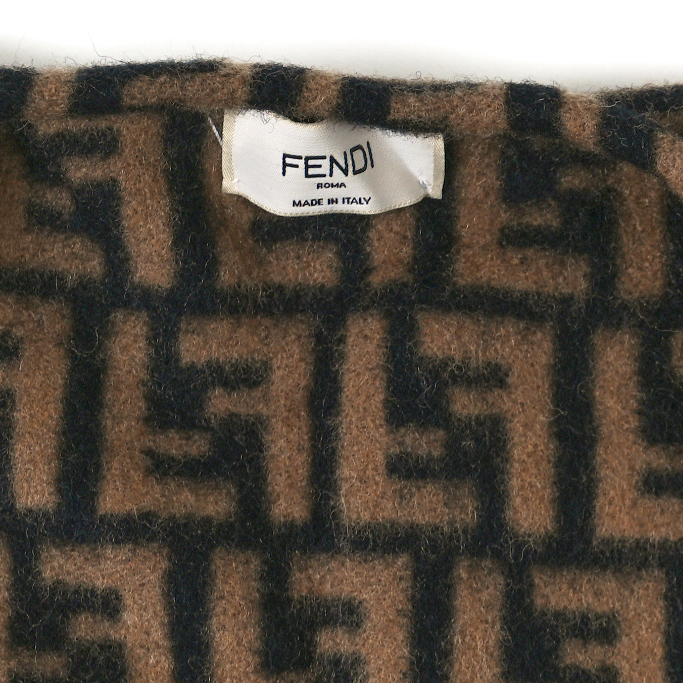 Wool Cashmere FF Print Poncho Tobacco  Black