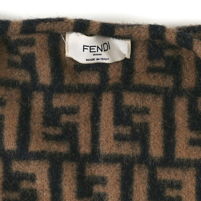 Fendi Wool Cashmere FF Print Poncho Tobacco  Black 3 of 3