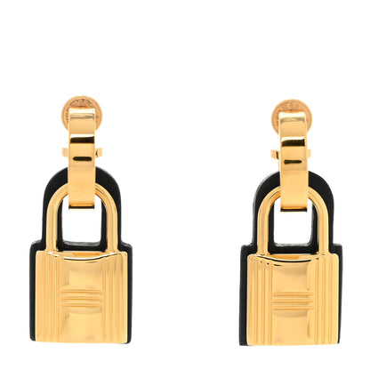 Hermes Gold Swift O'Kelly Earrings Black 1 of 5
