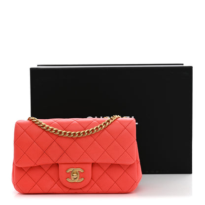 Chanel Lambskin Quilted Mini Rectangular Sweet Camellia Flap Coral 11 of 11