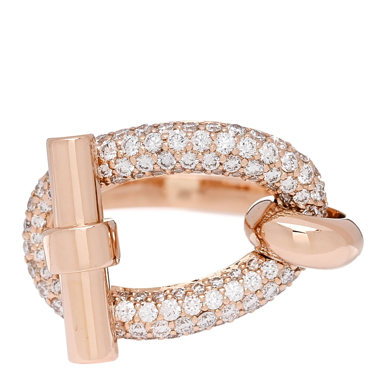 Hermes 18K Rose Gold Diamond Adage Ring 52 6 1 of 7