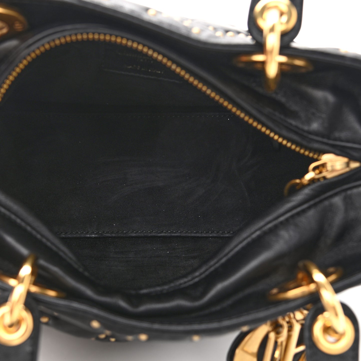 Lambskin Cannage Studded Medium Supple Lady Dior Black