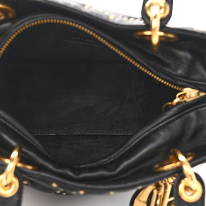 Christian Dior Lambskin Cannage Studded Medium Supple Lady Dior Black 5 of 11