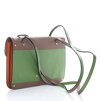 Valentino Garavani Calfskin Rivet Colorblock Double Handle Shoulder Bag Brown Green 3 of 19