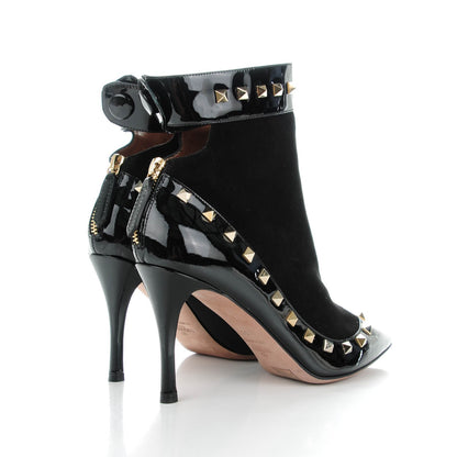 Valentino Garavani Patent Suede Rockstud Ankle Booties 38 Black 4 of 6