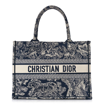 Christian Dior Canvas Embroidered Medium Toile De Jouy Reverse Book Tote Blue 1 of 8