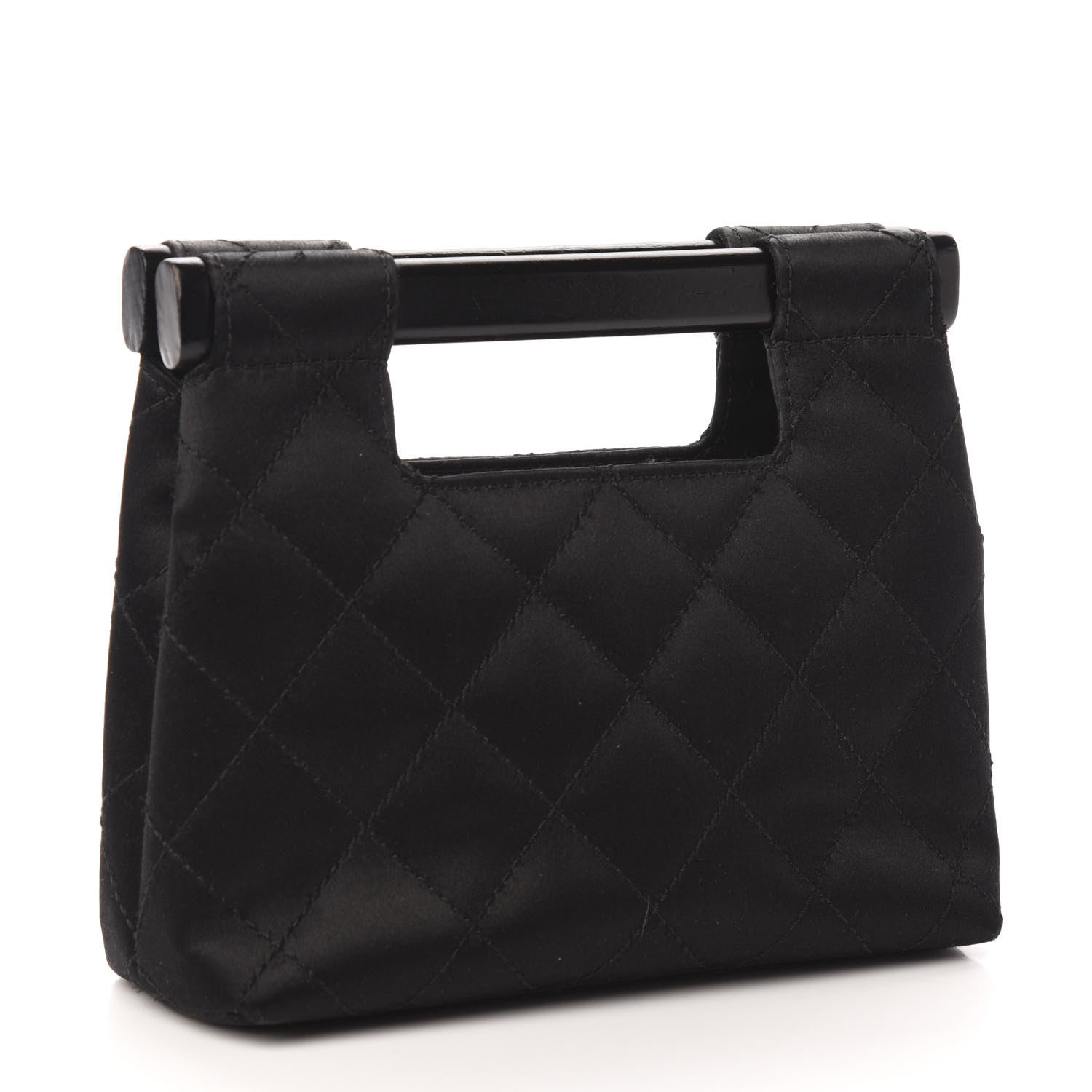 Chanel Satin Quilted Clutch Black 3 of 9