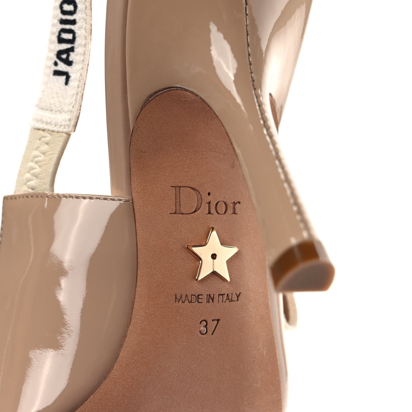 Patent Ribbon J'Adior Slingback 100mm Pumps 37 Nude