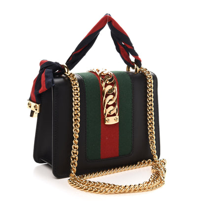 Gucci Calfskin Mini Sylvie Chain Shoulder Bag Black 3 of 11
